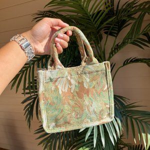 y2k vintage style green embroidered floral bag